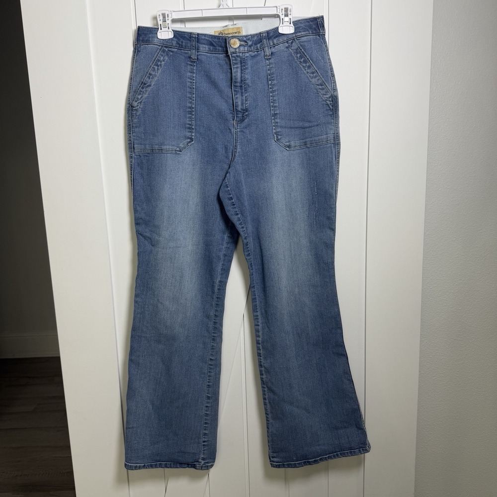 Democracy "Ab" Technology High-Rise Porkchop Wide Leg Jeans Women's Size 14
